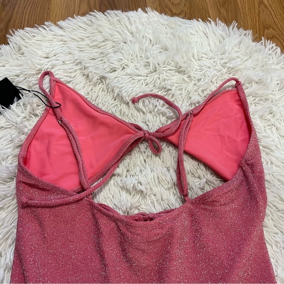 NBD Rachelle Lurex Cut Out One Piece in Pink Glitter - Picture 8 of 9